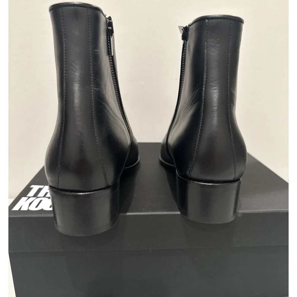 The Kooples Sze 42 US 8 Vestiaire Carry Over Smooth Leather Boots Side Zip Black